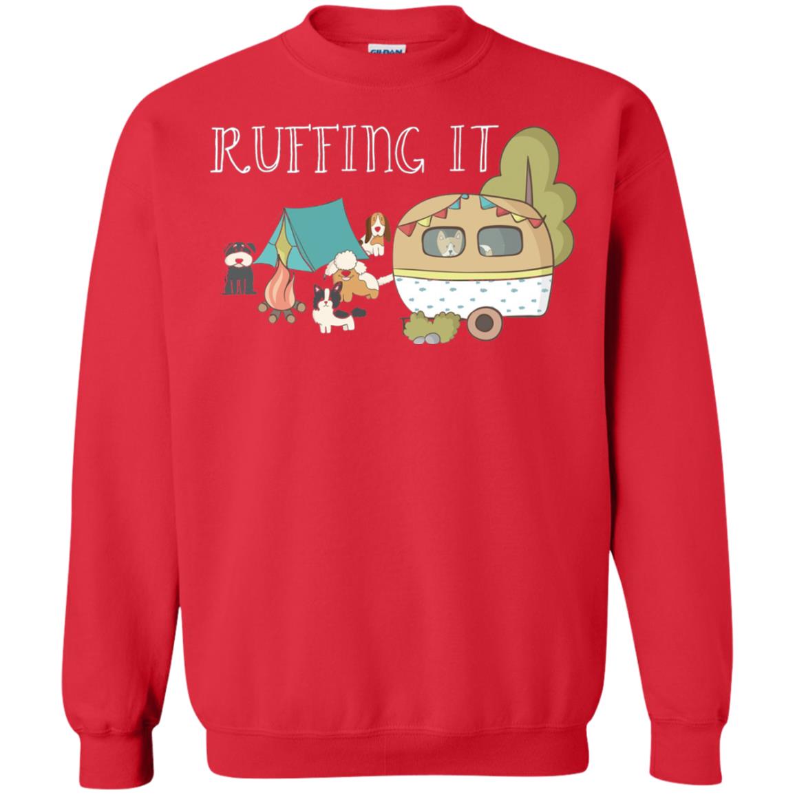 Ruffing It Camping With Dogs Camper T-shirt Red
