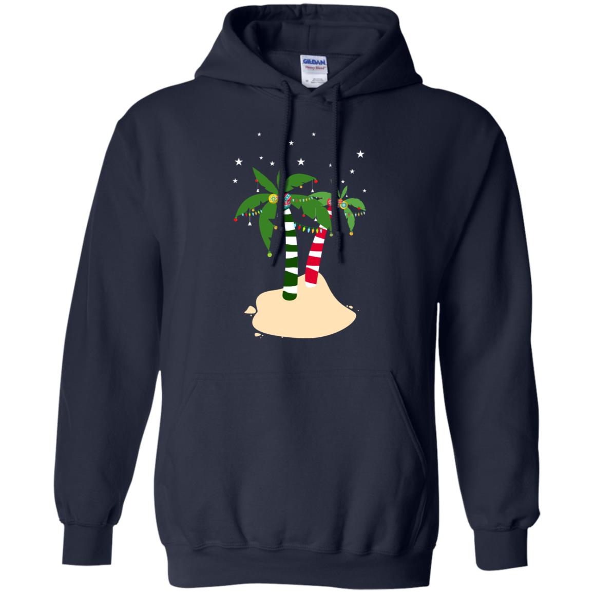Decorated Tropical Coconut Tree Merry X-mas 2018 Gift Shirt Navy