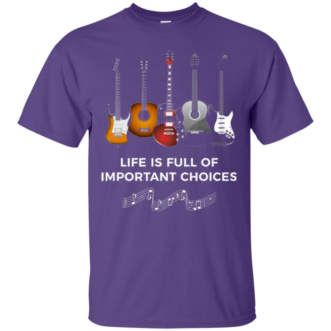 Funny Guitar T-shirt Life Is Full Of Important Choices Purple