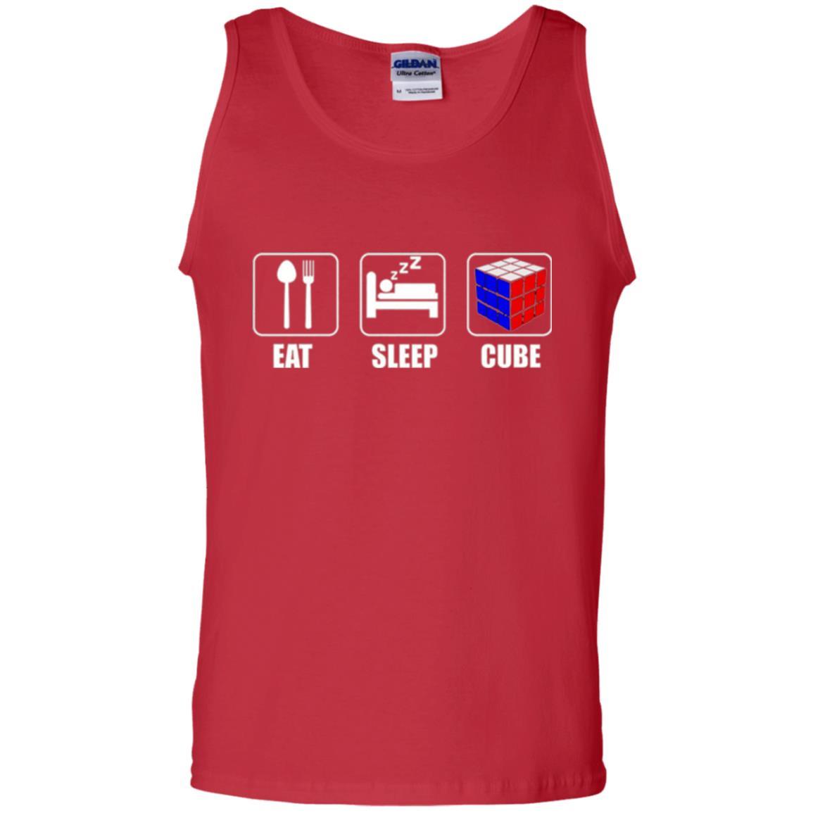 Rubik Lover T-shirt Eat Sleep Cube T-shirt Red