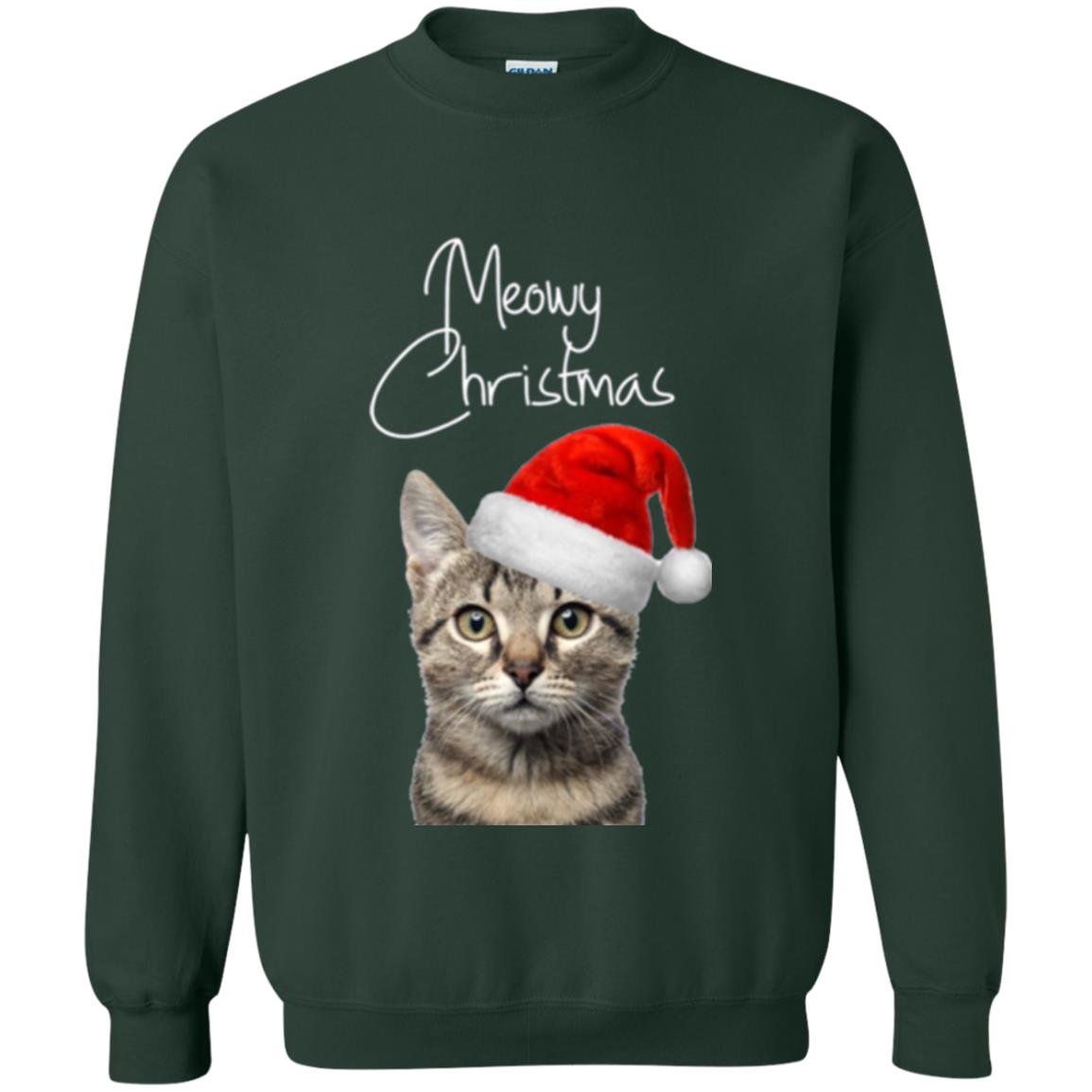 Cat Lovers T-shirt Merry Christmas Forest Green
