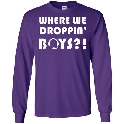 Where We Dropping Boys Gamer Shirt Purple