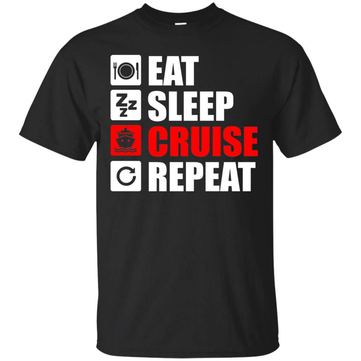 Eat Sleep Cruise Repeat Summer Vacation T-shirt Black