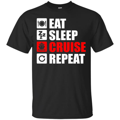 Eat Sleep Cruise Repeat Summer Vacation T-shirt Black