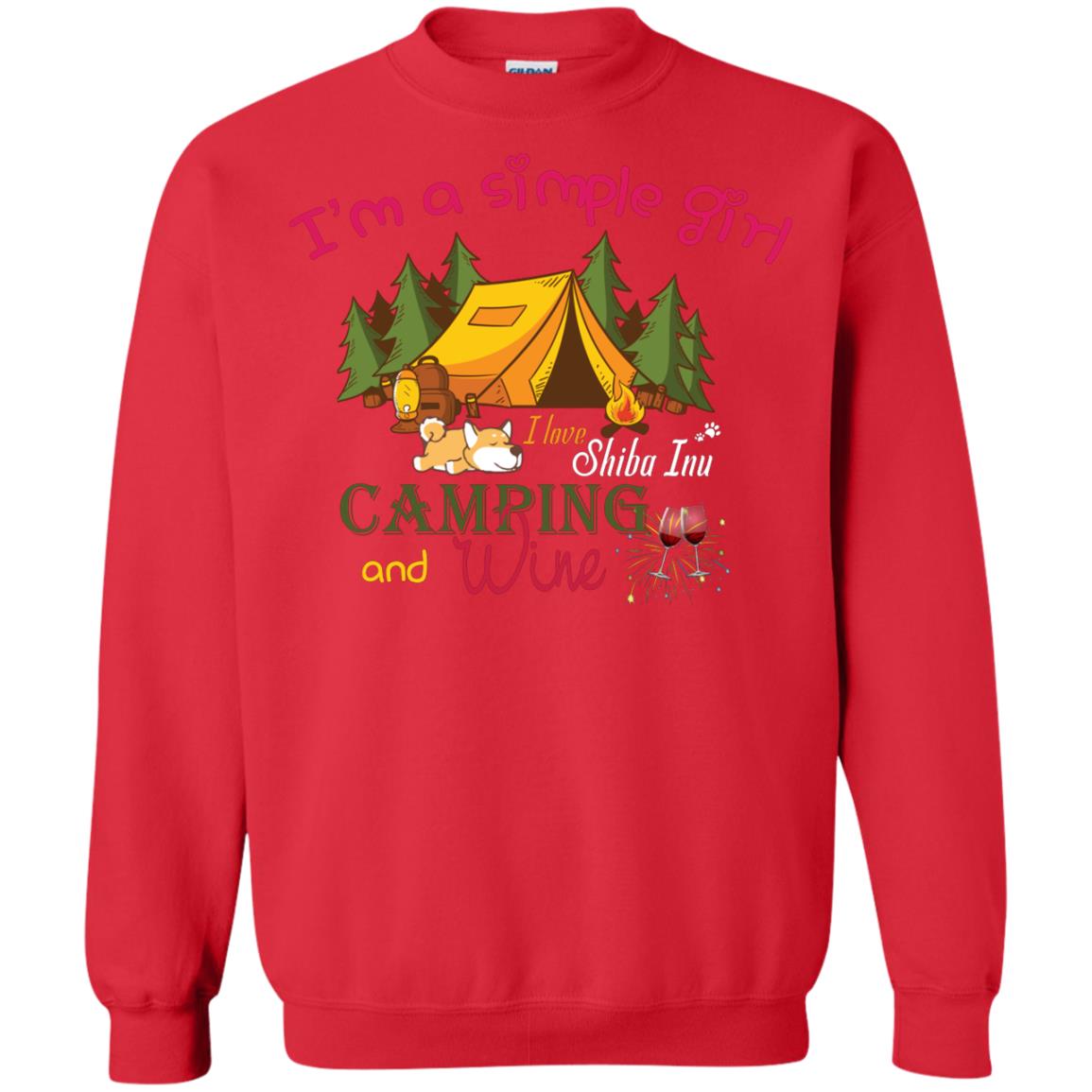 I’m A Simple Girl I Love Shiba Inu Camping And Wine Shirt Red