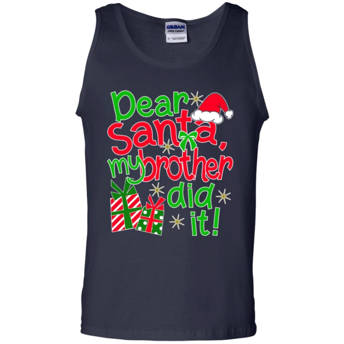 Family Christmas T-shirt Dear Santa My Brother Did It Navy