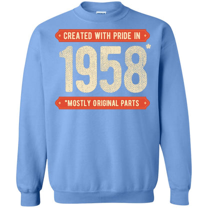Created With Pride In 1958 Mostly Original Parts 60th Birthday T-shirt Carolina Blue