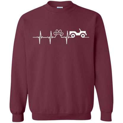 Cat Lovers T-shirt Jeep And Paw Heartbeat Maroon