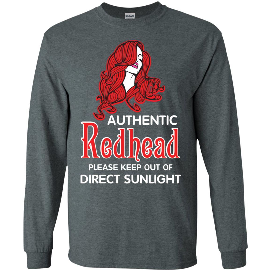 Authentic Redhead Please Keep Out Of Direct Sunlight Cool Redhead Gift Shirt For Girls Dark Heather