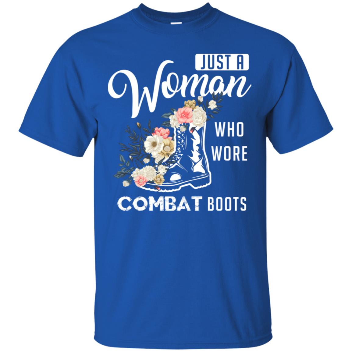 Just A Woman Who More Combat Boots Female Veteran T-shirt Royal