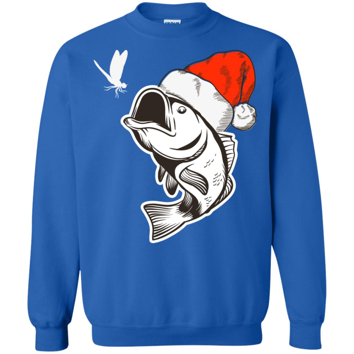Bass Fishing Santa Hat Christmas Gift Shirt For Fishing Lovers Royal