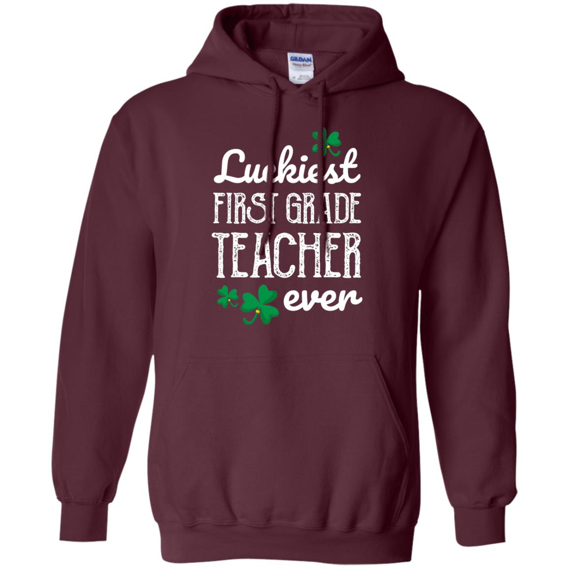 Luckiest First Grade Teacher Ever St. Patricks Day T-shirt Maroon
