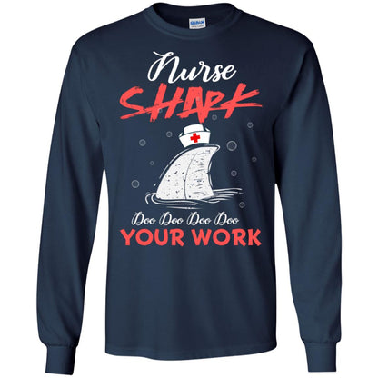 Nurse Shark Doo Doo Doo Your Work Nursing Shark Gift Tshirt For Womens Or Mens Navy