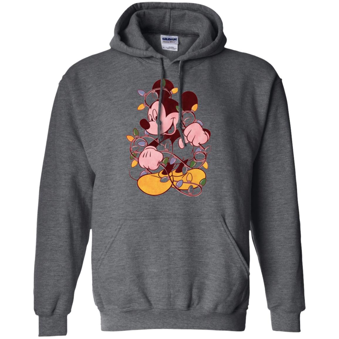 Christmas Lights T-shirt Disney Mickey Mouse Dark Heather