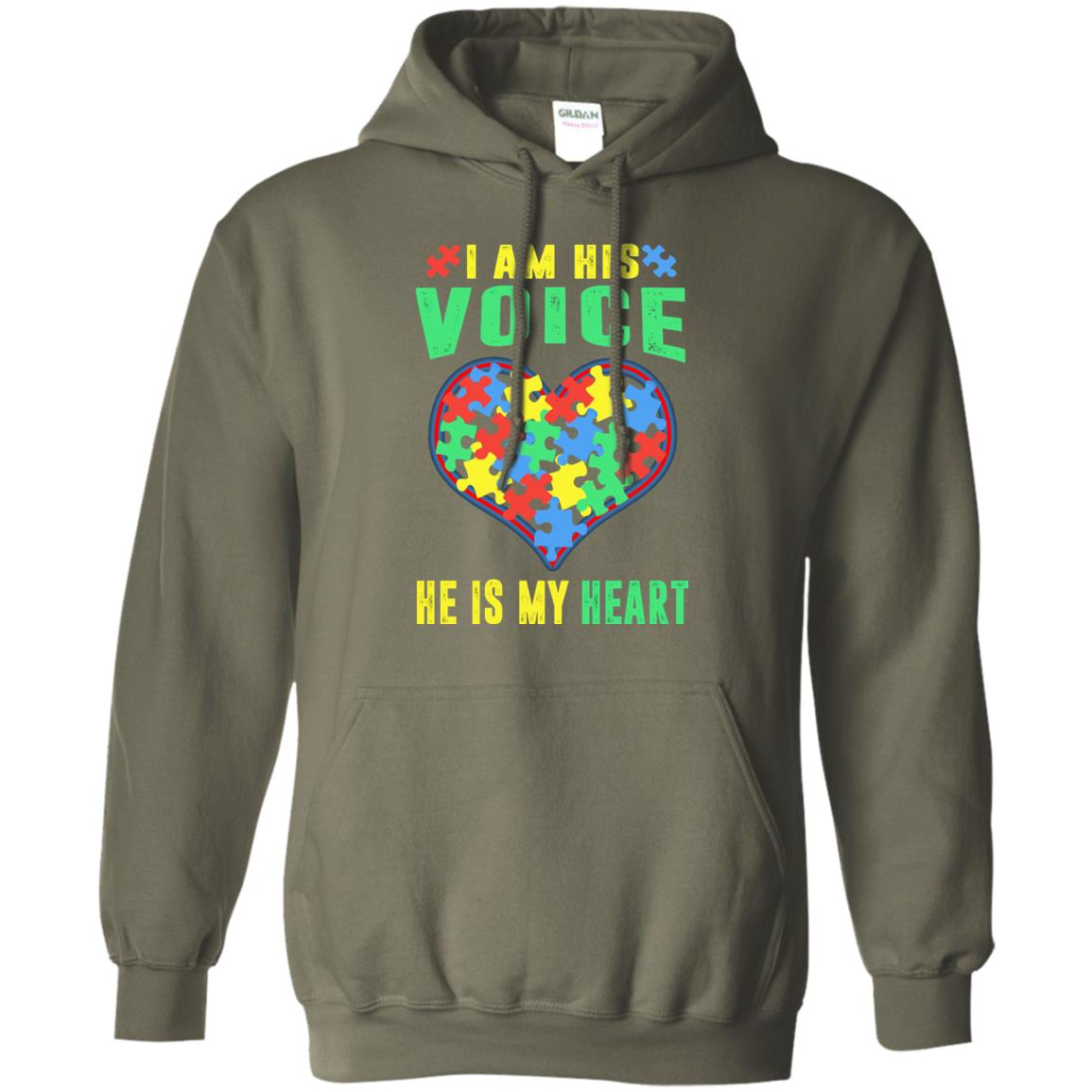 Autism Awareness Shirt He Is My Heart Military Green
