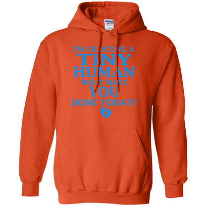 Funny Maternity Shirt Creating Tiny Human Blue Orange
