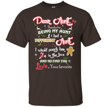 Dear Aunt Thank For Being My Aunt Christmas Holiday T-shirt Dark Chocolate