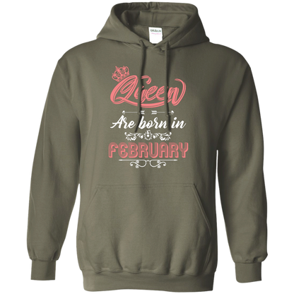 Brithday T-Shirt Queen Are Born In February Military Green