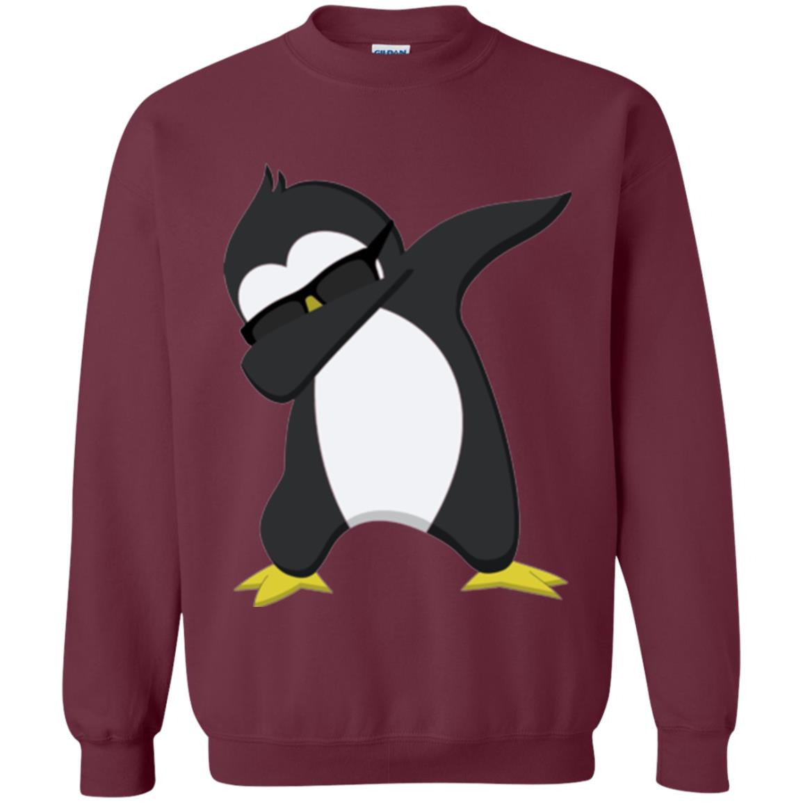 Chirstmas T-shirt Dabbing Penguin Maroon