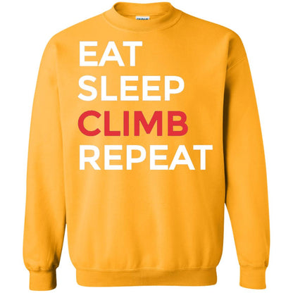 Eat Sleep Climb Repeat Mountain Climber Rock Climbing Shirt Gold