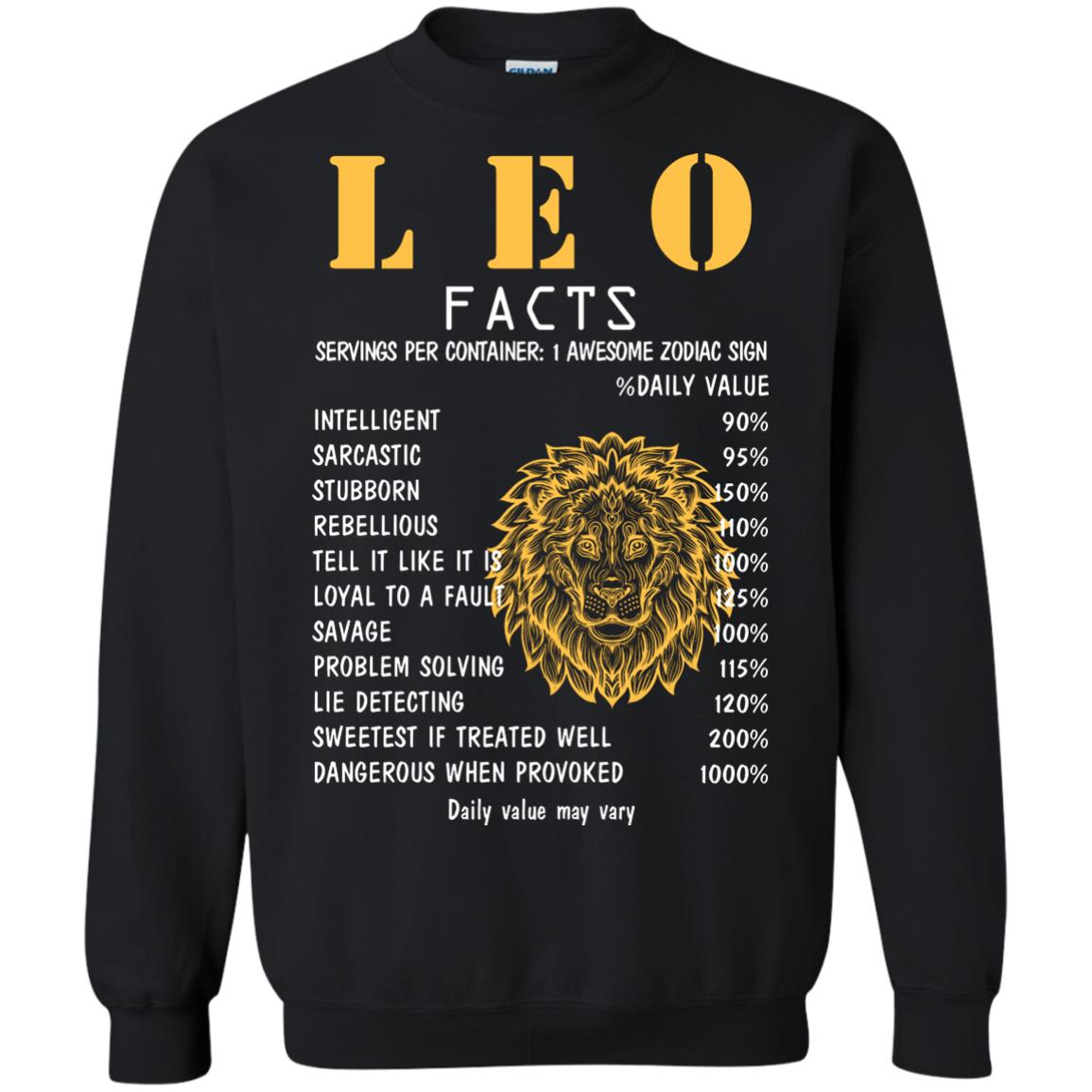 Leo Facts 1 Awesome Zodiac Sign Gift Shirt For Leo Horoscope Black