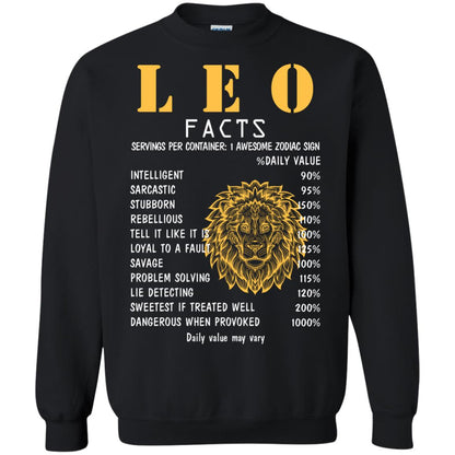Leo Facts 1 Awesome Zodiac Sign Gift Shirt For Leo Horoscope Black