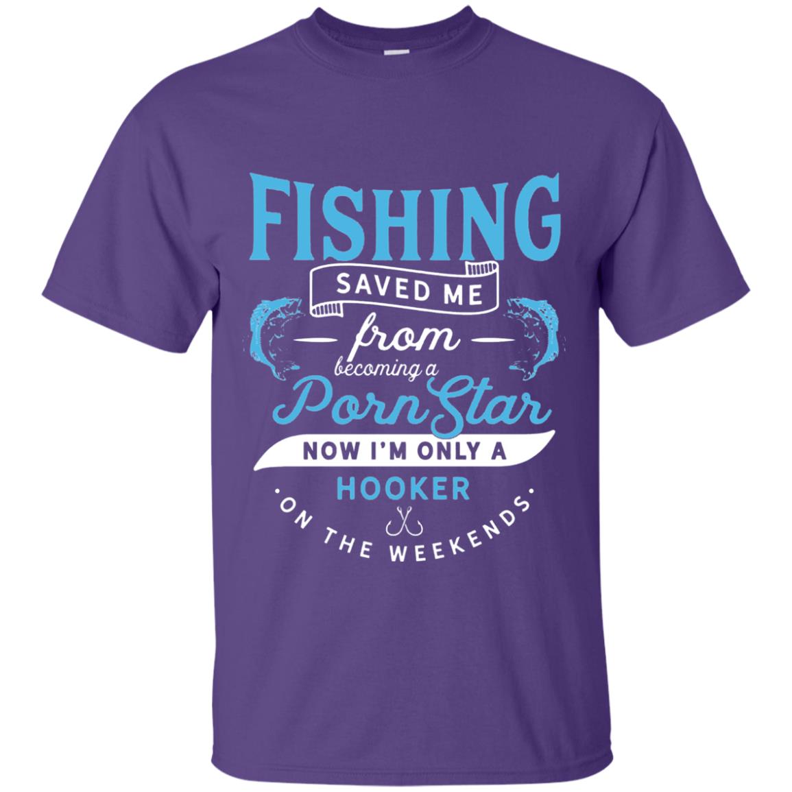 Funny Fishing Tshirts Im Only A Hooker On The Weekends Purple
