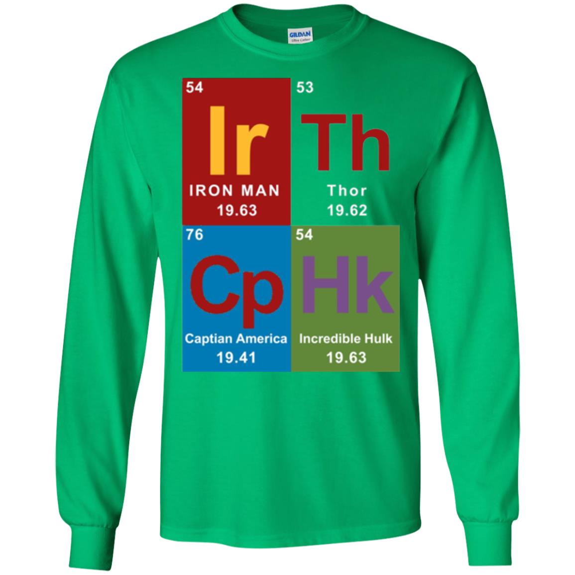 Marvel Avengers Periodic Table Elements T-shirt Irish Green