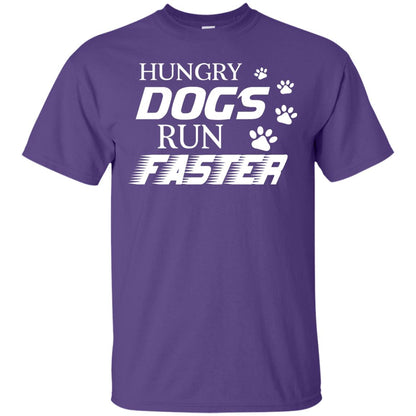 Hungry Dogs Run Faster Funny T-shirt For Dog Lover Purple