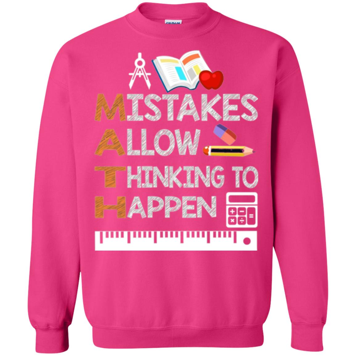 Math Lover T-shirt Mistakes Allow Thinking To Happen Heliconia