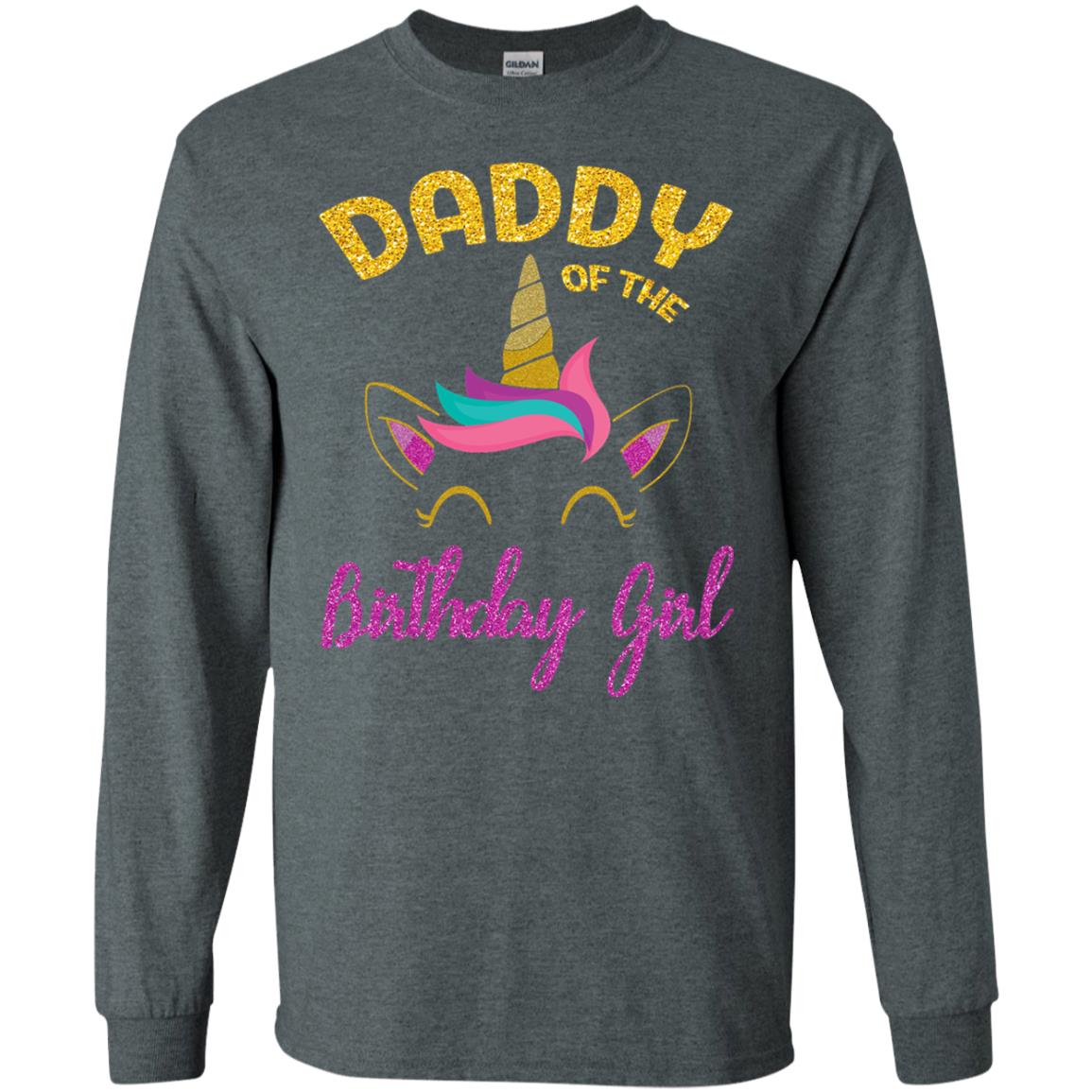 Daddy Mommy Of The Unicorn Birthday Girl T-shirt Dark Heather