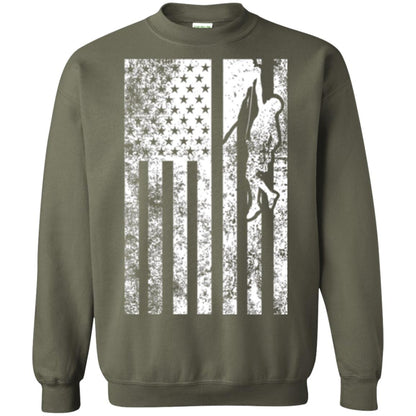 Rock Climbing T Shirt - Rock Climbing Flag Of United States T-shirt Military Green