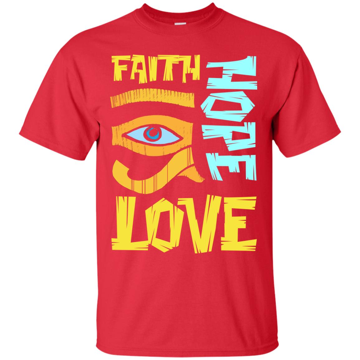 Faith Hope Love Christian T-shirt Red