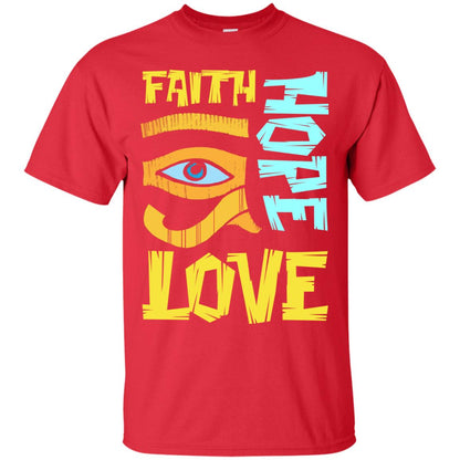 Faith Hope Love Christian T-shirt Red
