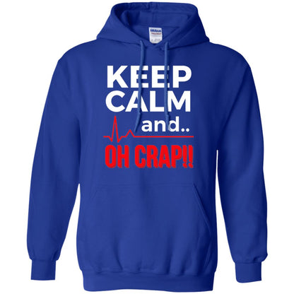 Funny Emergency Room T-shirt Keep Calm Oh Crap Flatline Royal
