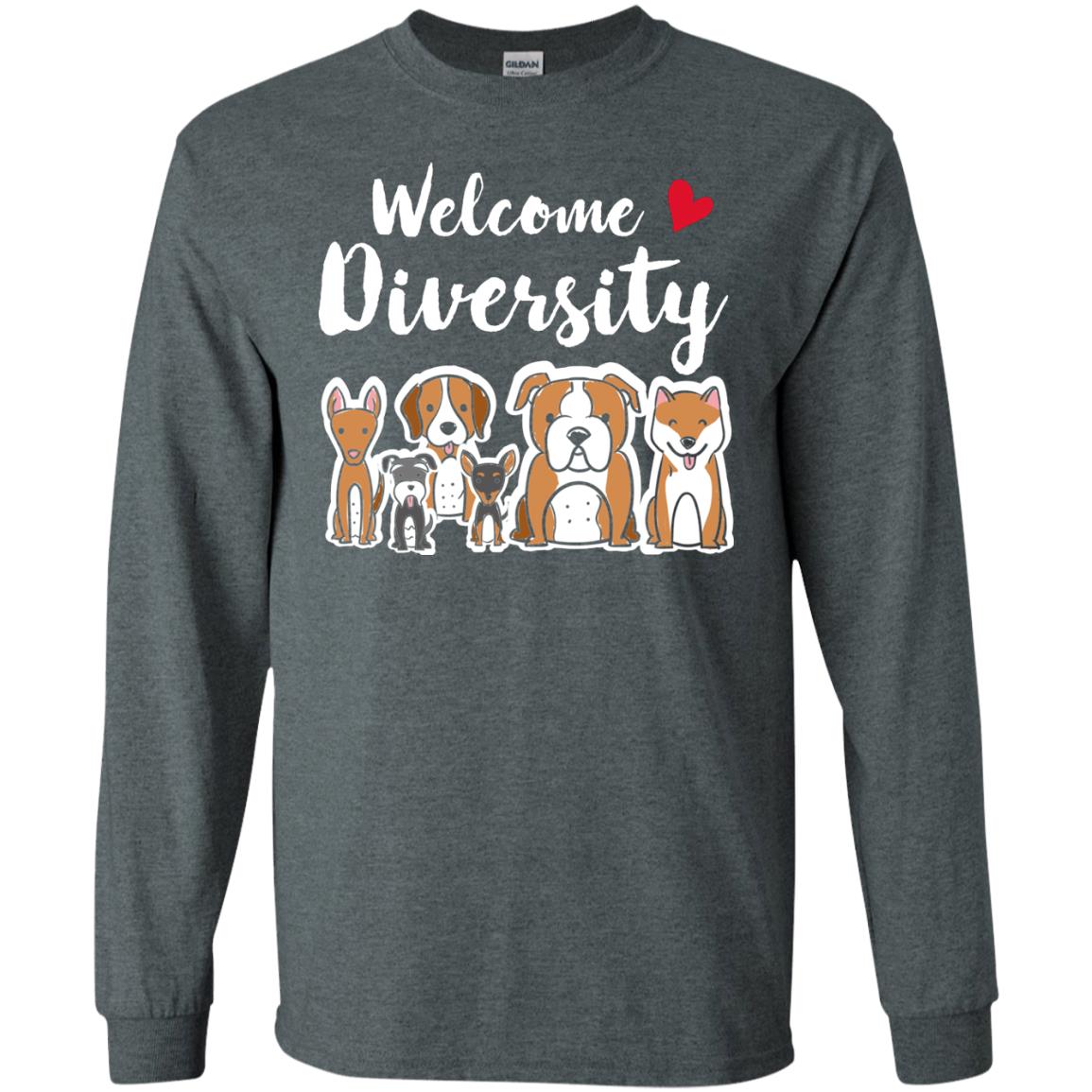 Dog Lover T-shirt Welcome Diversity Dark Heather