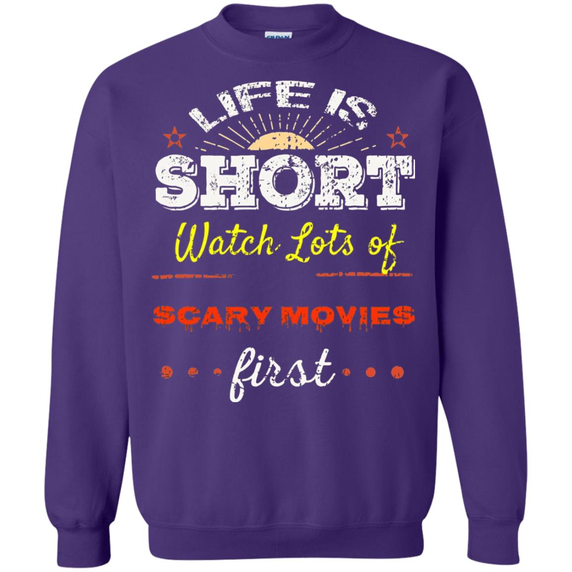 Horror Movie T-shirt Life Is Short Watch Scary Movies First Purple
