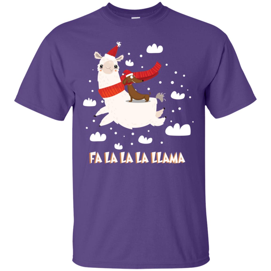 Fa La La La Llama With Dachshund X-mas Gift Shirt Purple