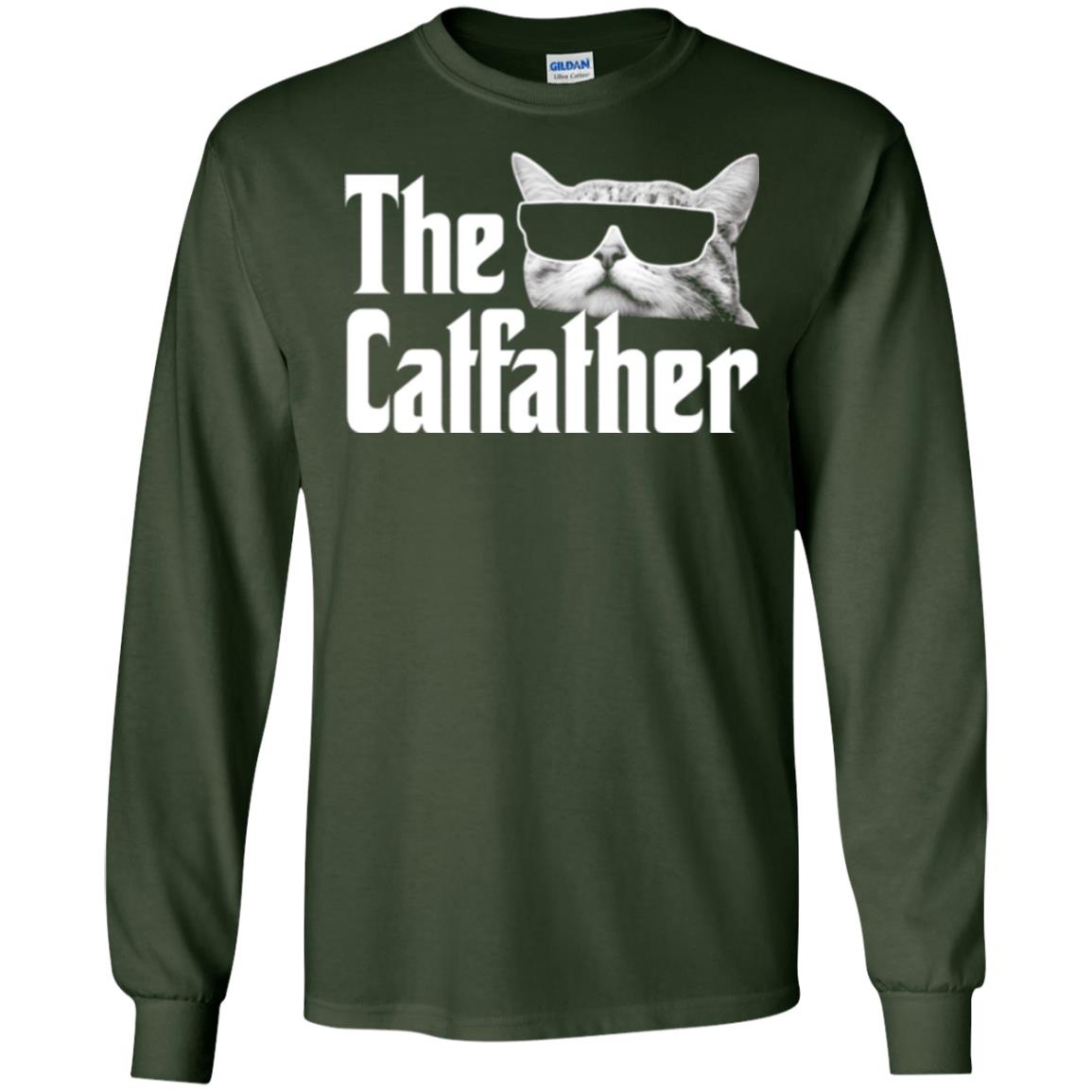Funny Gift Shirt For Cat Daddy The Catfather T-shirt Forest Green