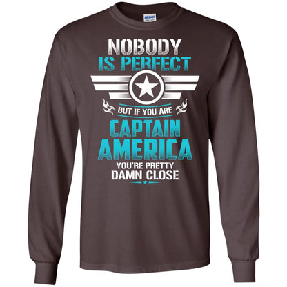 Nobody Is Perfect But If You Are Captain America You_re Pretty Damn Close Movie Fan T-shirt Dark Chocolate