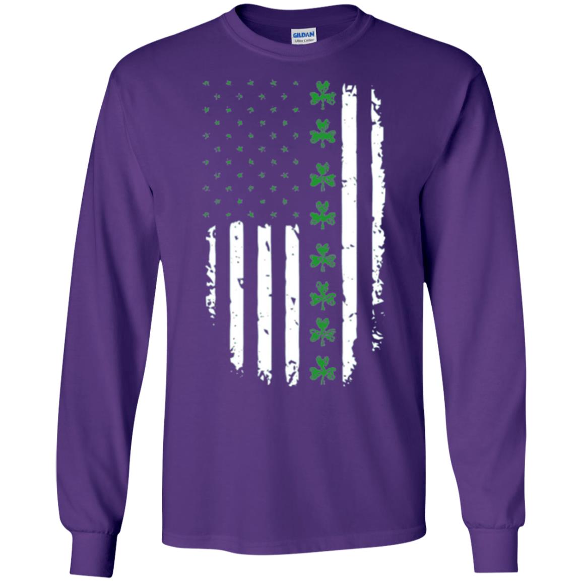 Irish American Flag St. Patrick_s Day T-shirt Purple
