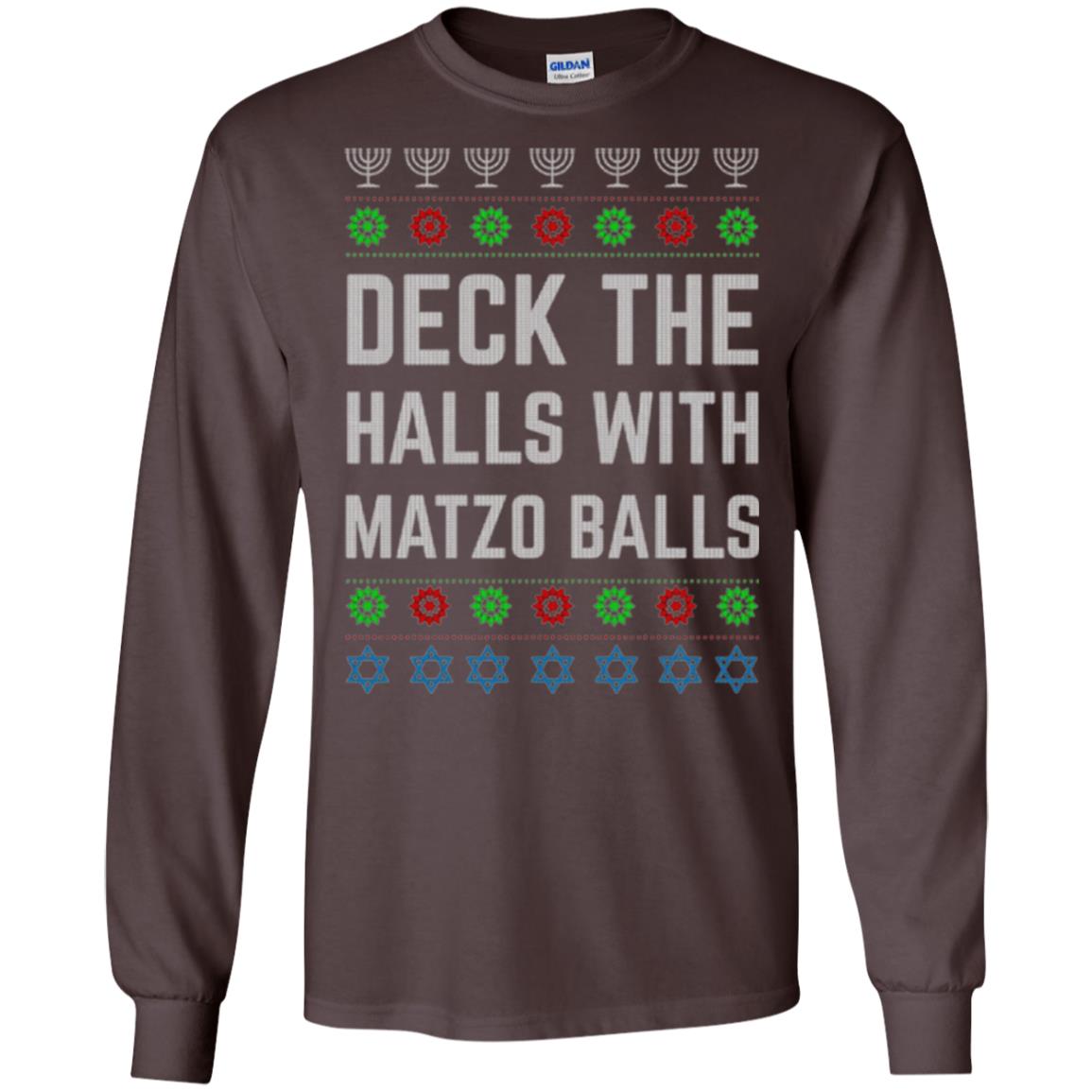 Christmas T-shirt Deck The Halls With Matzo Balls Dark Chocolate