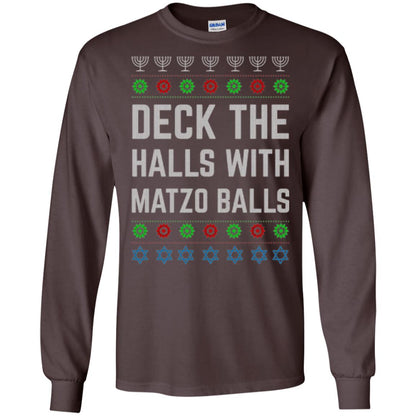 Christmas T-shirt Deck The Halls With Matzo Balls Dark Chocolate