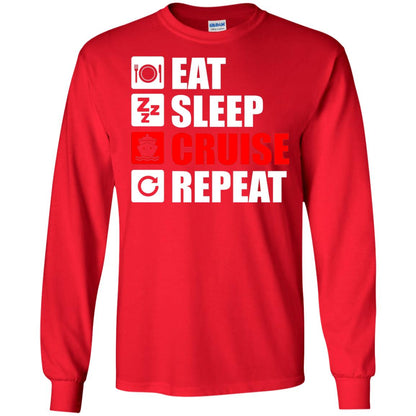 Eat Sleep Cruise Repeat Summer Vacation T-shirt Red