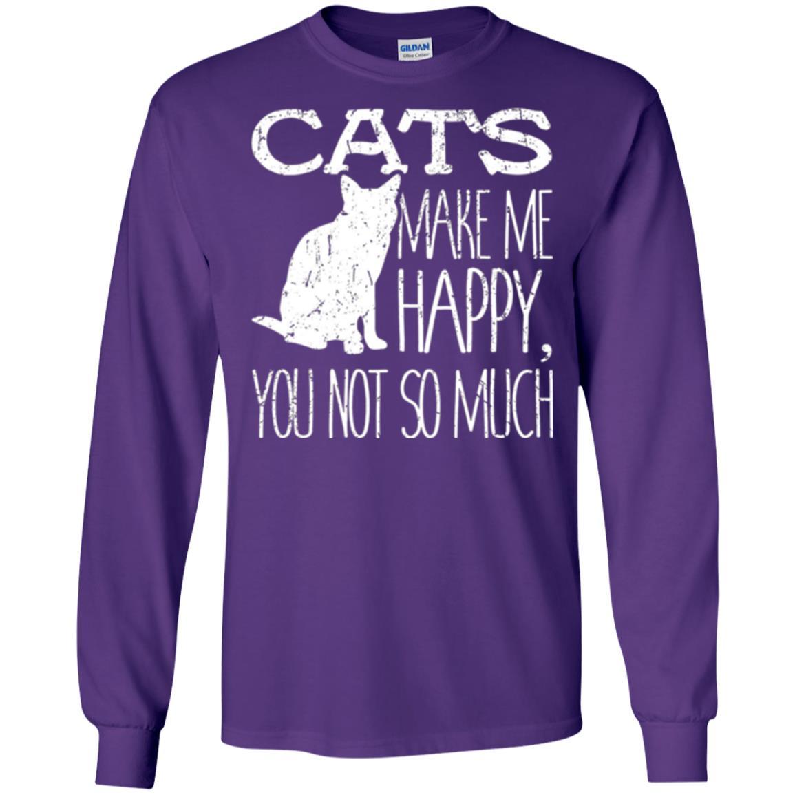 Cat Lover T-shirt Cats Make Me Happy You Not So Much Purple