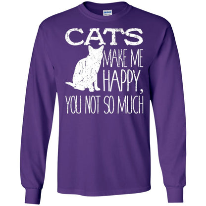 Cat Lover T-shirt Cats Make Me Happy You Not So Much Purple