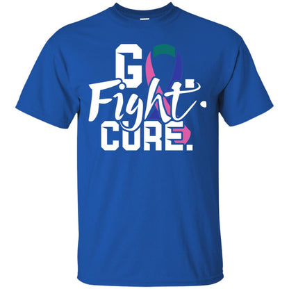 Thyroid Awareness Go Fight Cure Teal Pink Blue Ribbon Shirt Royal