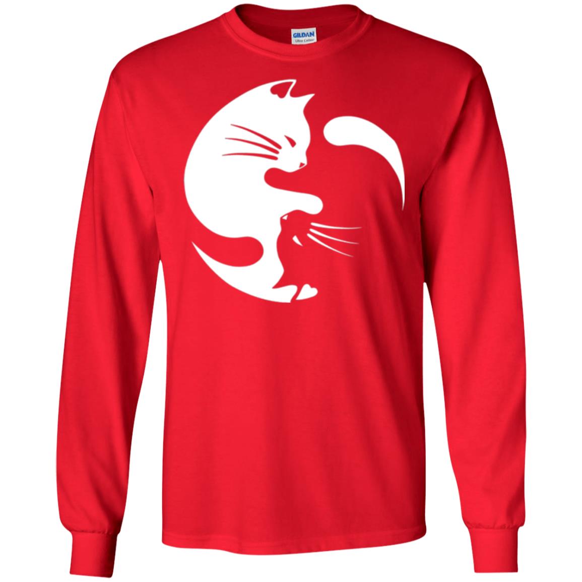 Ying Yang Cat T-shirt Red