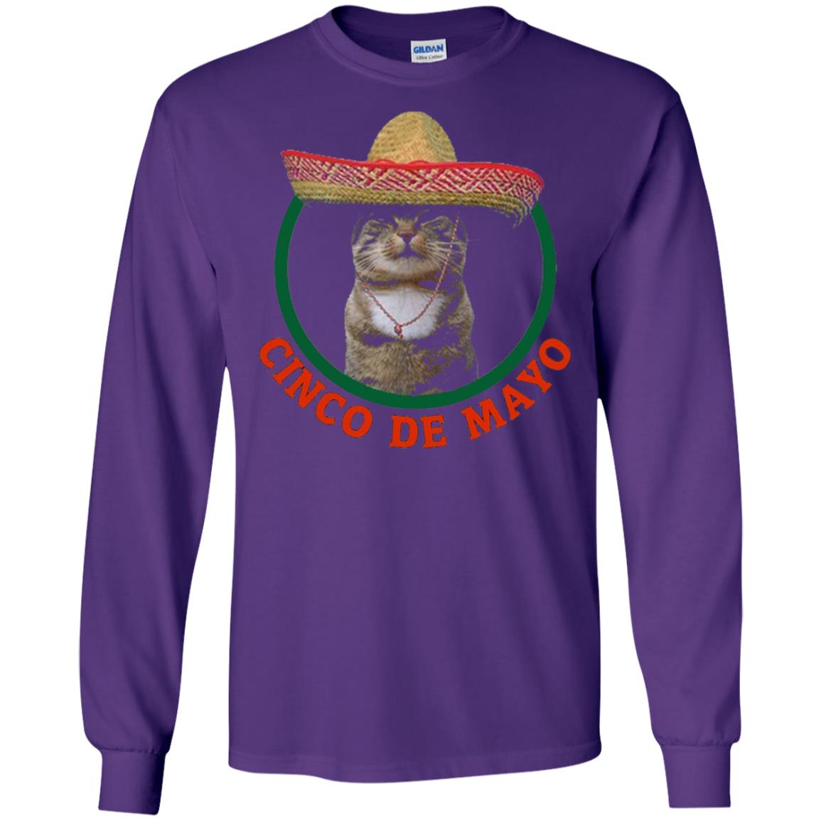 Cinco De Mayo Kitty Cat Funny Cute Meow Sombrero T-shirt Purple