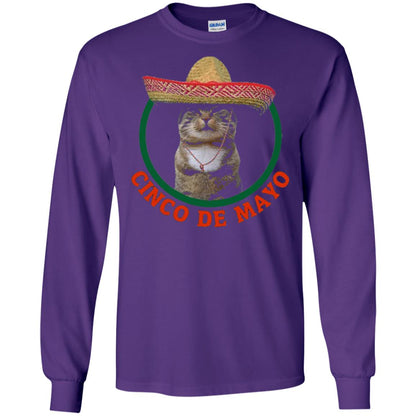 Cinco De Mayo Kitty Cat Funny Cute Meow Sombrero T-shirt Purple